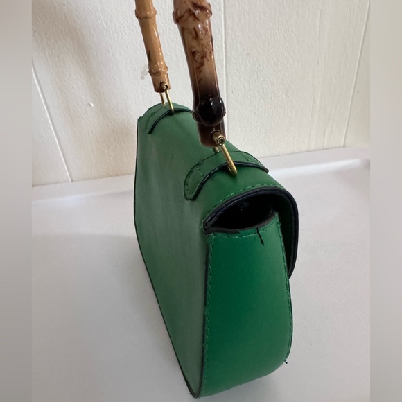 EUC Womens Tote Bag,Bamboo Shaped Top Handle Satchel Crossbody small green - Picture 3 of 9